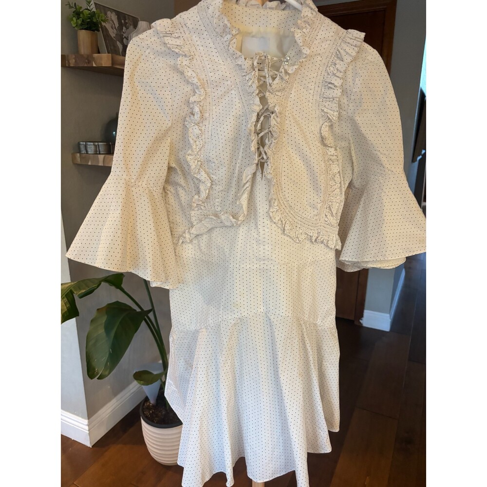 Acler Airlie Corset Mini Dress US 8 AU 12 Ivory Dot Lace Up Homecoming Wedding